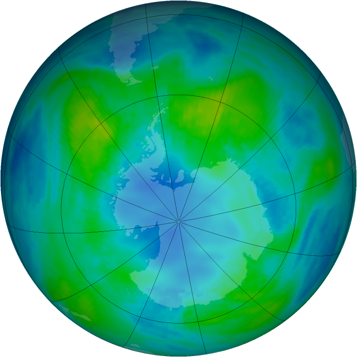 Antarctic ozone map for 23 April 1987